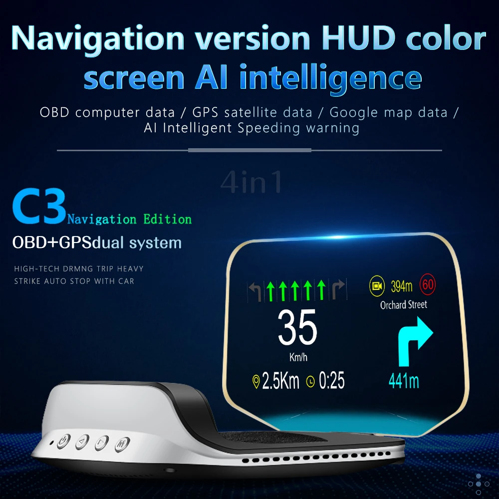 Новинка C3 OBD2 HUD зеркало на лобовом стекле обновленная дополнительная навигация