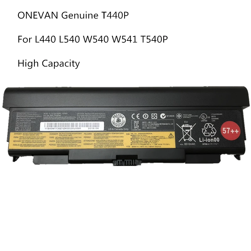 Оригинальный аккумулятор для ноутбука Lenovo ThinkPad T440P T540P L440 L540 W540 W541 100Wh | Компьютеры