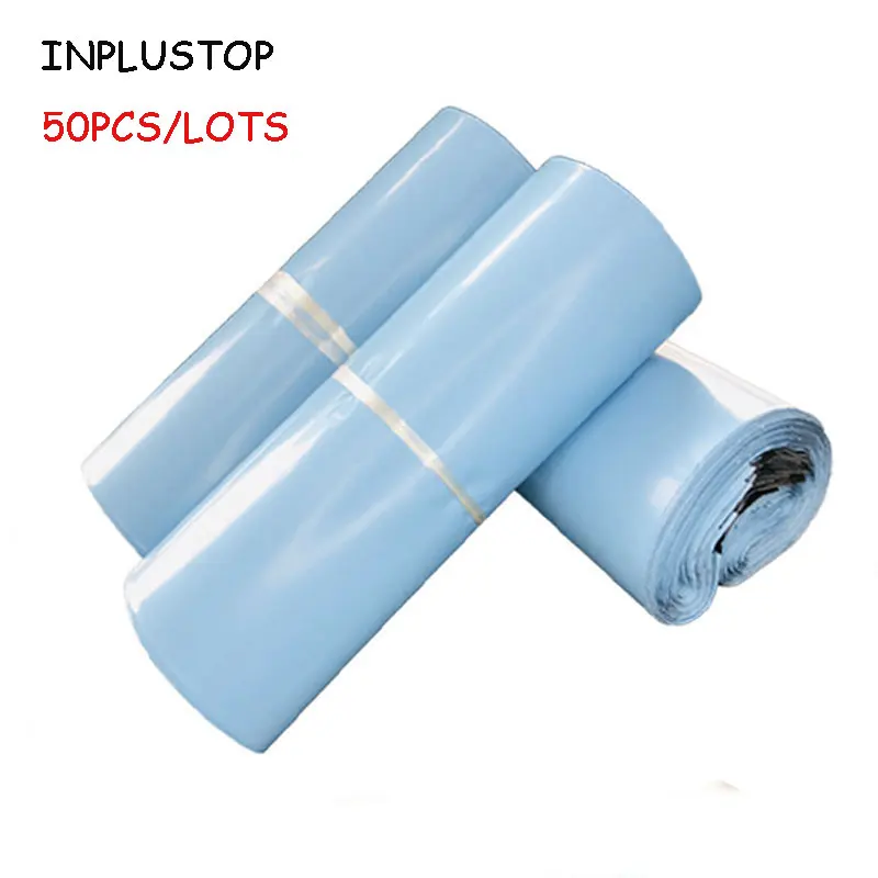Утолщенная курьерская упаковочная сумка голубого цвета 50 шт./лот полиэтиленовые