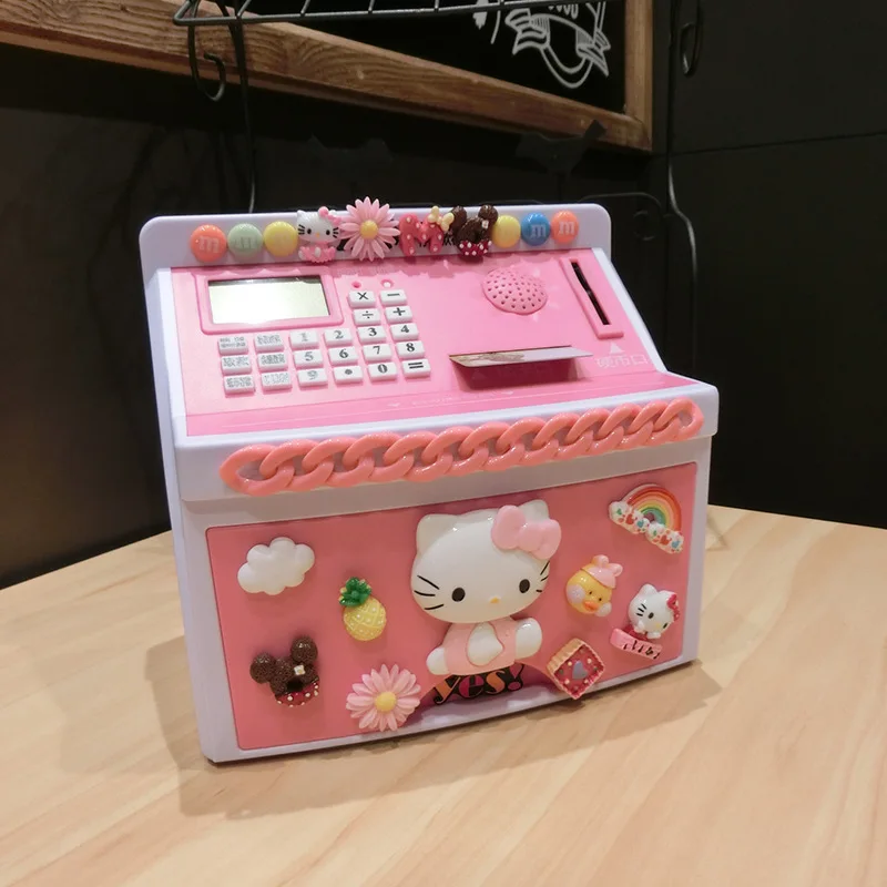 Банкомат копилка Heloo Kitty Doraemon Автоматическая для сбора денег детей смарт коробка