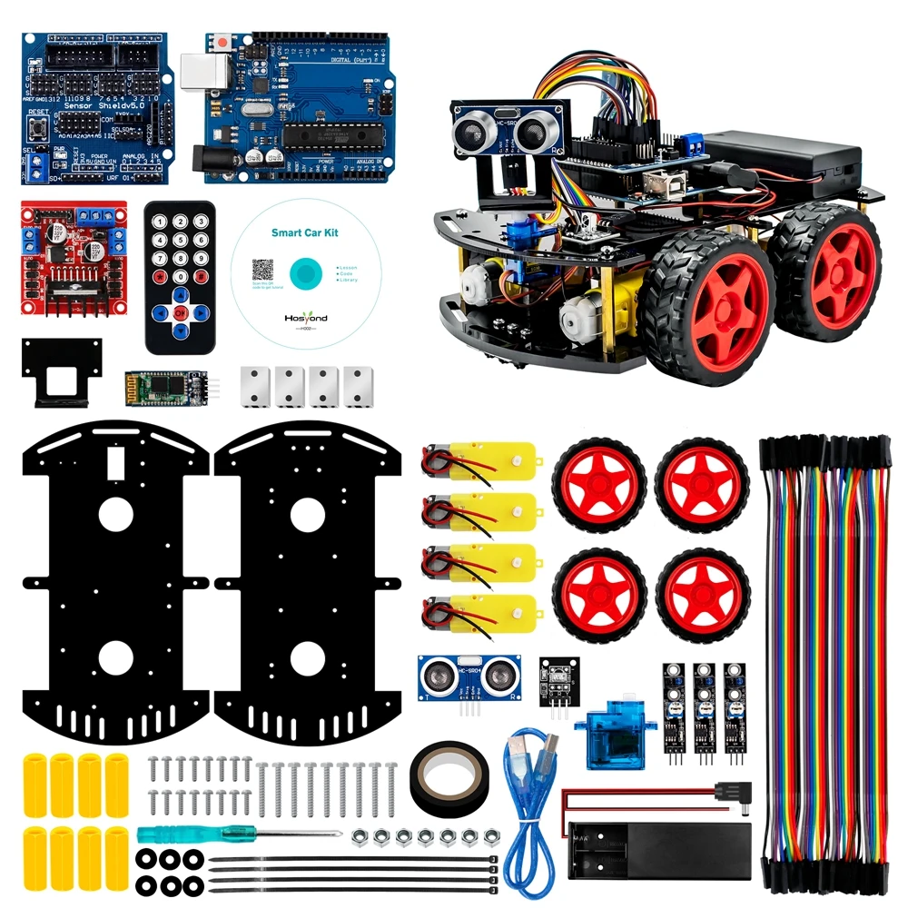 4WD Smart Robot Car Kit with Tutorial for UNO R3 Project Arduino Support Bluetooth Connection APP Control | Электронные