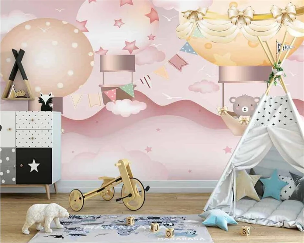 Beibehang пользовательский скандинавский ручной росписи розовый воздушный шар