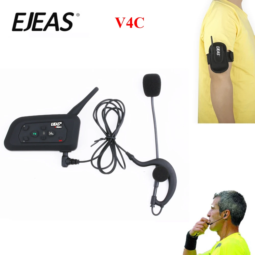 EJEAS V4 Pro Football Referee Intercom Headset 1200M Full Duplex Bluetooth Headphone V4C Interphone | Автомобили и мотоциклы