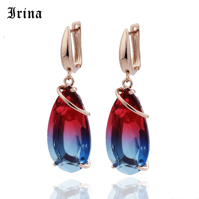 Женские серьги-капель Irina яркие серьги в форме капель с фианитом ААА | Украшения и