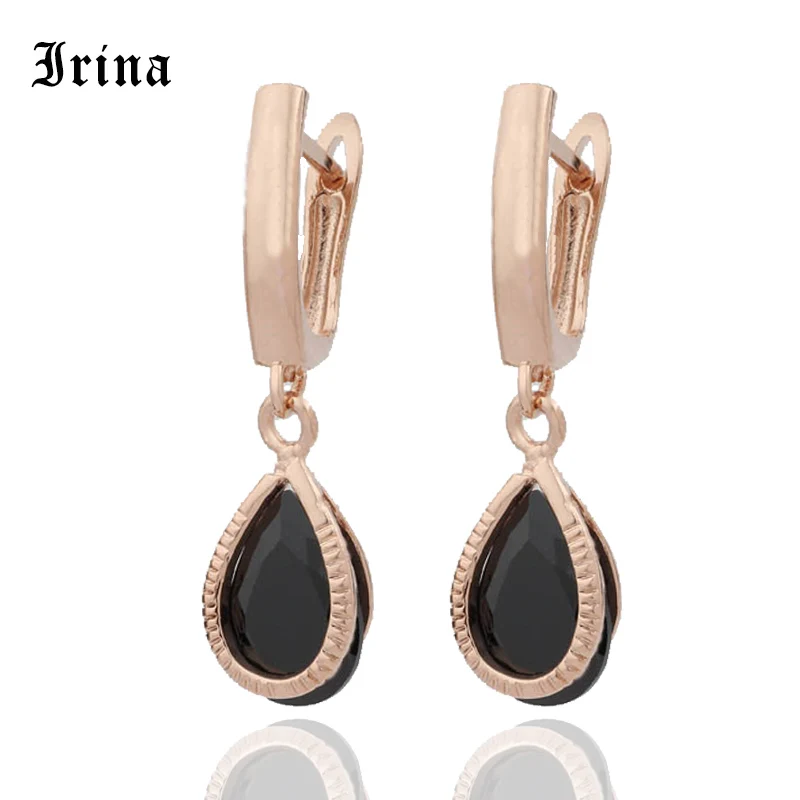 Женские Висячие серьги Irina летние длинные из розового золота с каплями воды 6