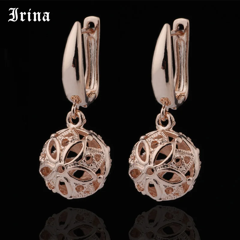 Irina новейшие Винтажные серьги из металла 585 розовое золото полые сферические