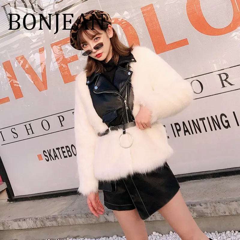 Куртка BONJEAN из искусственного лисьего меха зимнее пальто 2018 куртка искусственной