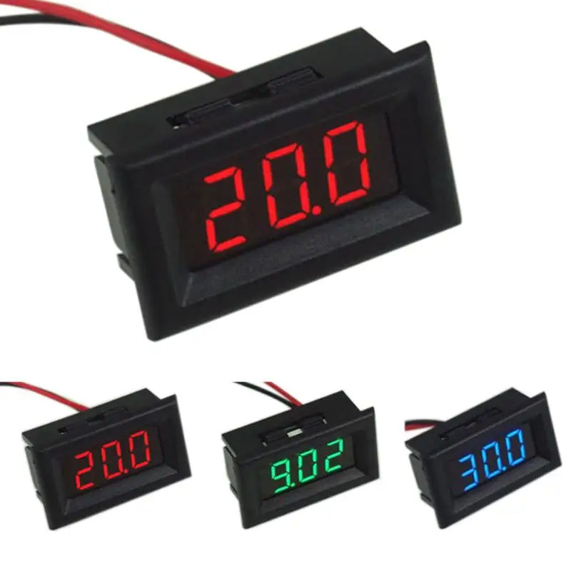 Digital Voltmeter Red/Blue/Green LED Display DC2.5-30V Voltage Meter Detector with Reversal Protection Mini Two Wires | Инструменты