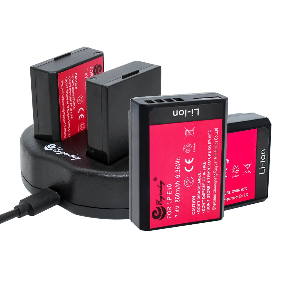 (4 шт. литиевая батарея и 1 двойное зарядное устройство) LP E10 LPE10 lp e10 для Canon 1100D 1200D