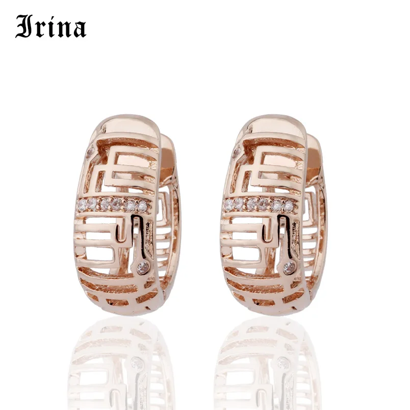 Женские ажурные серьги-кольца Irina маленькие серьги цвета розового золота с
