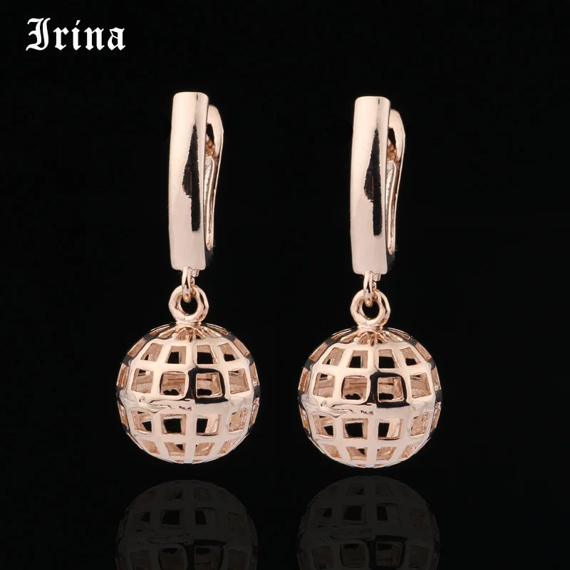 Irina новая серьга уникальные длинные висячие серьги с резным полым шариком из