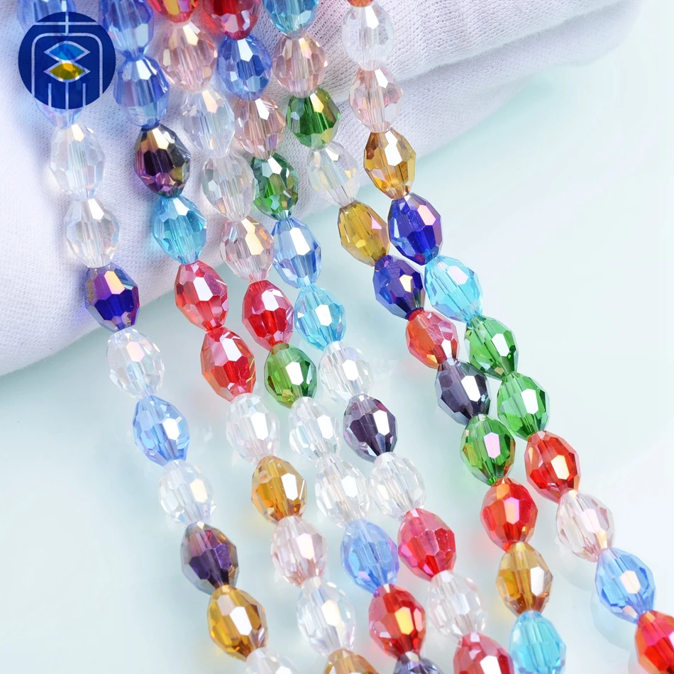 Разноцветные стеклянные рисовые бусины 4/6/8 мм оптовая продажа граненые