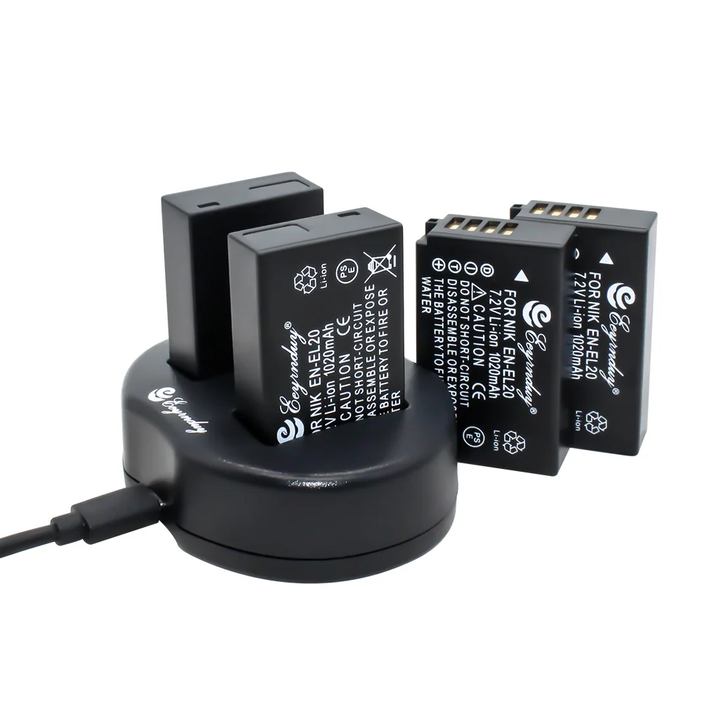 EN-EL20 EN-EL20a EN EL20 (4 батарейки + 1 зарядное устройство) для камеры NIKON J1 J2 J3 S1 |