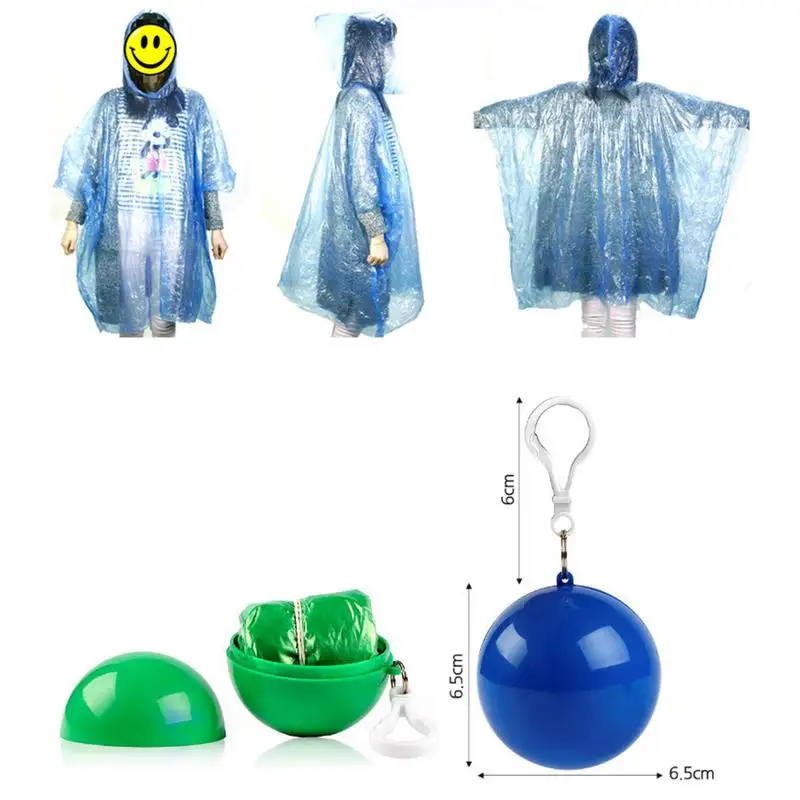 Disposable Portable Rain Jacket Unisex Raincoat Poncho Rainwear Keyring Ball Raincoats for Outdoor Climbing Tool | Спорт и