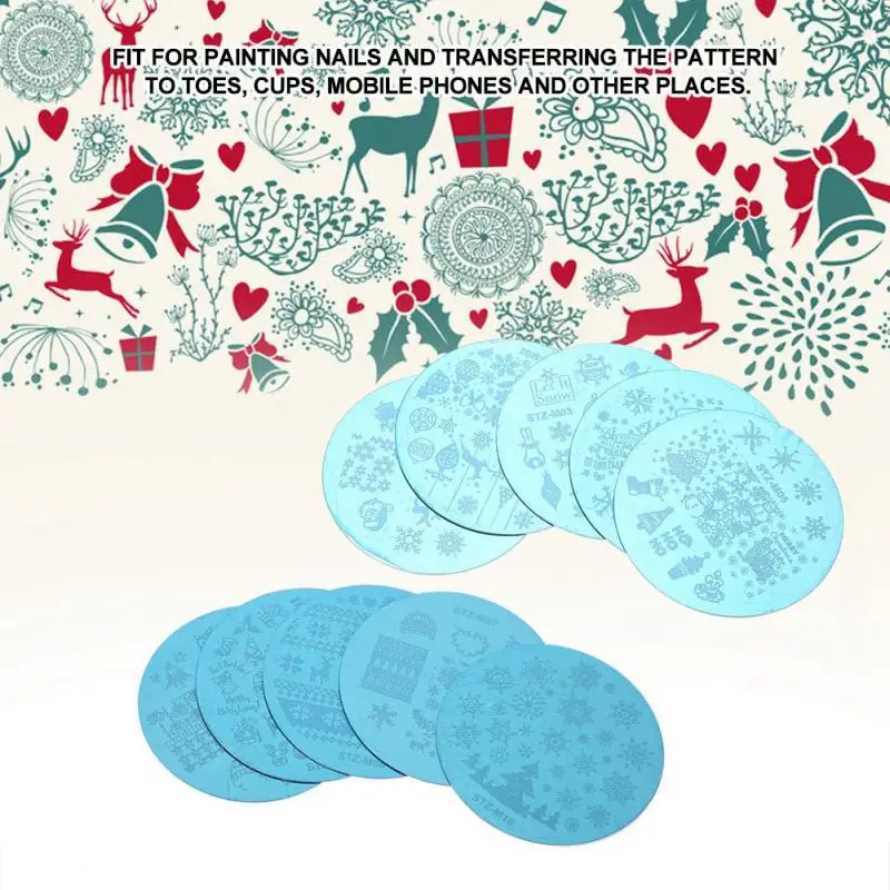 5 шт. штамповка для дизайна ногтей печать изображения пластина маленькая круглая