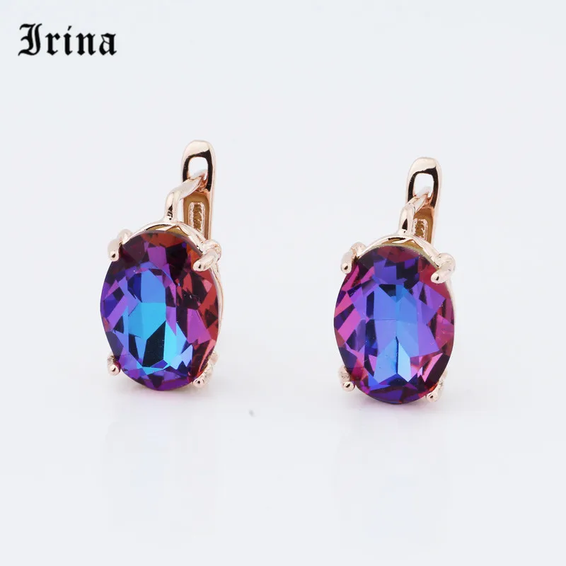Элегантные серьги-кольца Irina цветные овальные серьги с цирконием Очаровательная