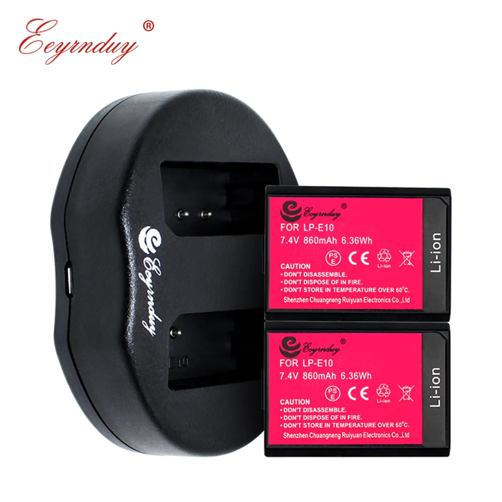 2pcs LP-E10 Rechargeable Battery &amp 1pcs USB Dual Charger for Canon Rebel T3 T5 1100D 1200D 1300D | Электроника