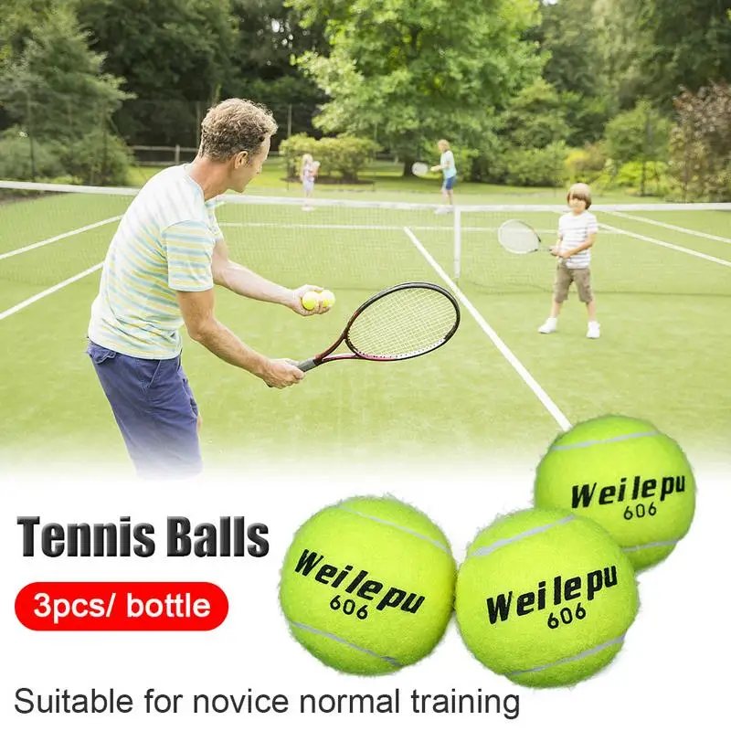3pcs Green Advanced Rubber Training Tennis Balls High Resilience Durable Practice Ball Softball for School Club Competition | Спорт и
