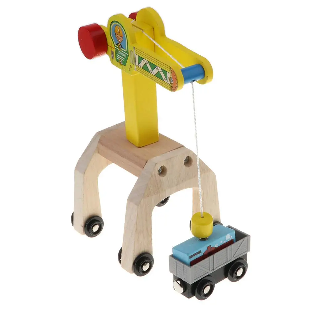 Wooden Mobile Crane Cargo Wagon Train Hand-eye Coordination Early Learning Educational Toys Birthday Gift for Children Kids |