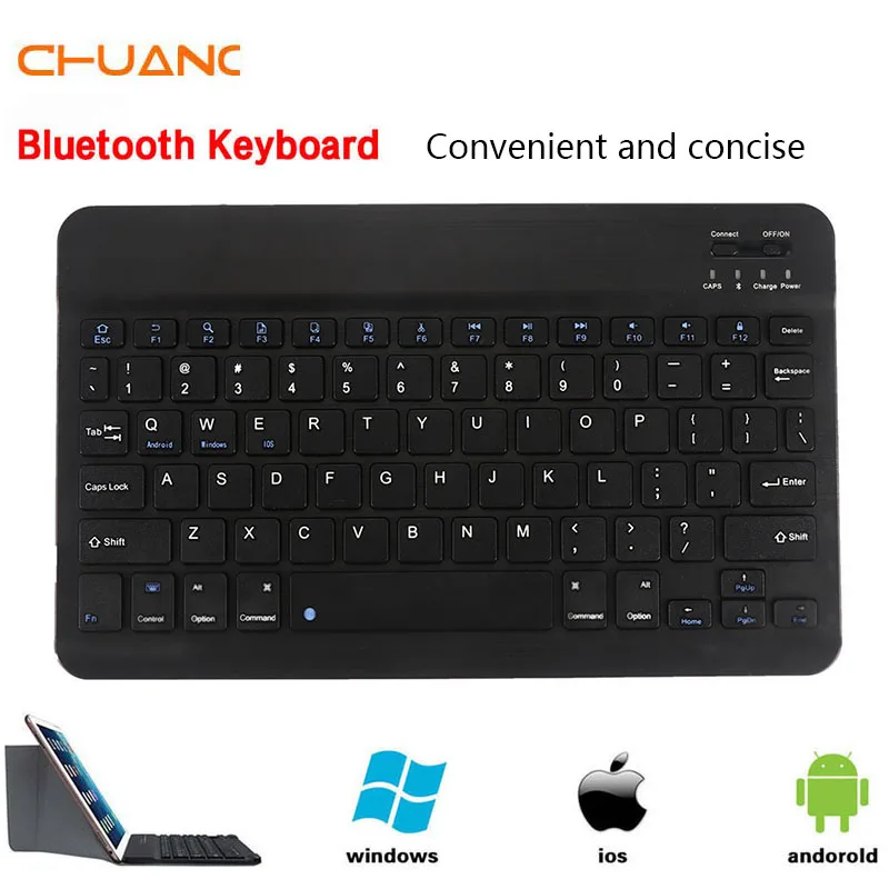 Ультратонкая мультимедийная алюминиевая беспроводная Bluetooth-клавиатура для планшетов на IOS Android Windows Tablet PC IPad Mini IBluetooth On.