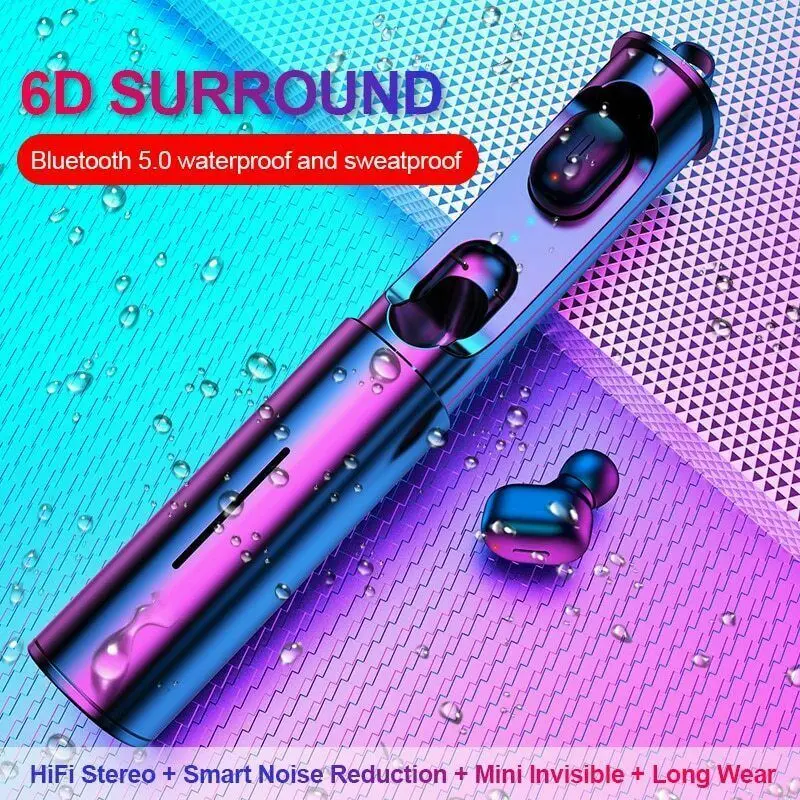 Mini T1 TWS V5.0 Bluetooth Earphone 3D True Wireless Stereo Deep Bass Sound Sport Headset with Charging Box | Электроника