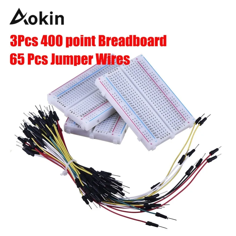 3 Pieces 400 Point Breadboards Kit with 65 Pcs M/M Flexible Breadboard Jumper Wires for Arduino Raspberry Pi |