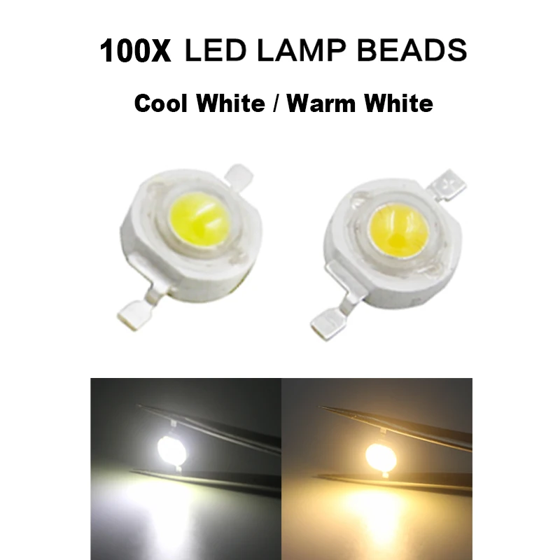 100x SMD COB Chip Cool/Warm White DIY LED Bulb Beads Lights Diodes Wholesale 3W Without PCB Round High Power | Освещение