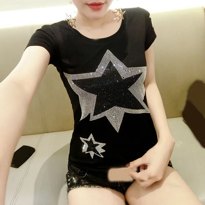 Женская Повседневная футболка с геометрическим рисунком короткая пентаграммой