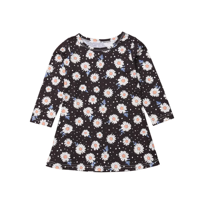 Лидер продаж цельнокроеное Платье-туника с цветочным рисунком для маленьких