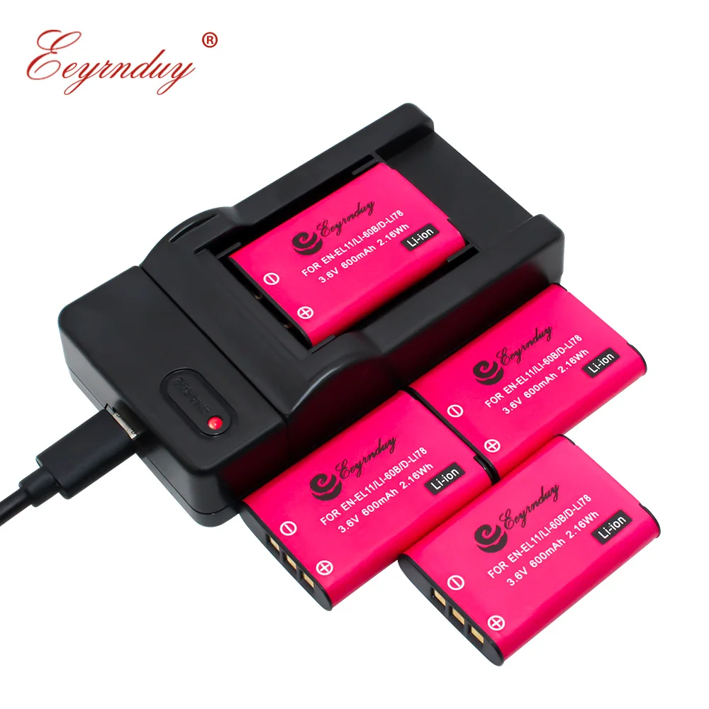 Сменная батарея EN-EL11 EN EL11 D-LI78 DLI78 4-Pack и 1 шт. USB зарядное устройство для Pentax Optio S1 M50 M60