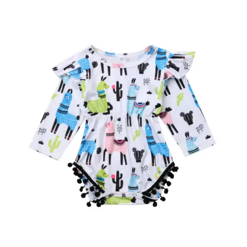 Осенняя одежда из альпаки для новорожденных девочек комбинезон с оборками боди