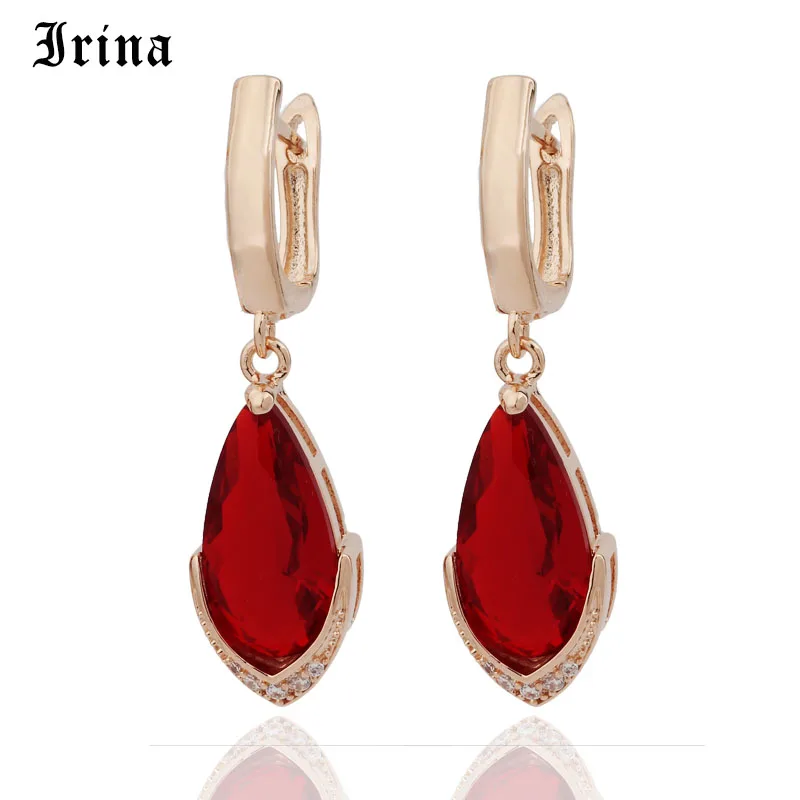 Женские Висячие серьги Irina 7 цветов из розового золота 585 пробы с подвеской в форме