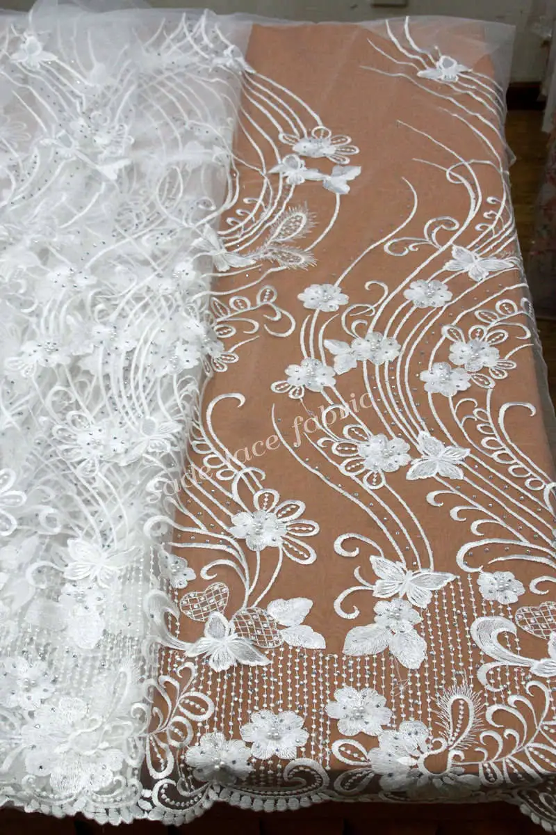 Высококачественные нигерийские шнурки белый Африканский шнур кружева