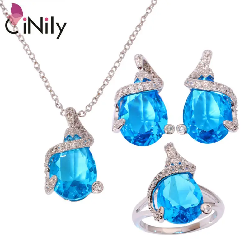 Гранат Голубой Циркон Кубического Циркония Посеребренные Оптовая для Женщин