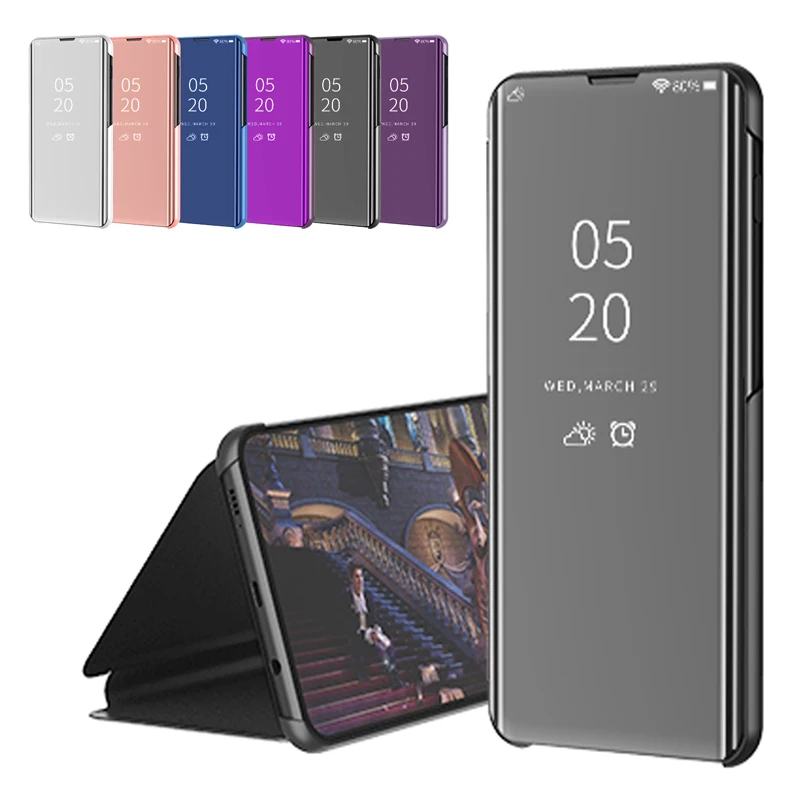 Зеркальный флип-чехол 360 Защитная Кожаная задняя крышка для Xiaomi Redmi Red mi Note 7 6 5 Pro 4a