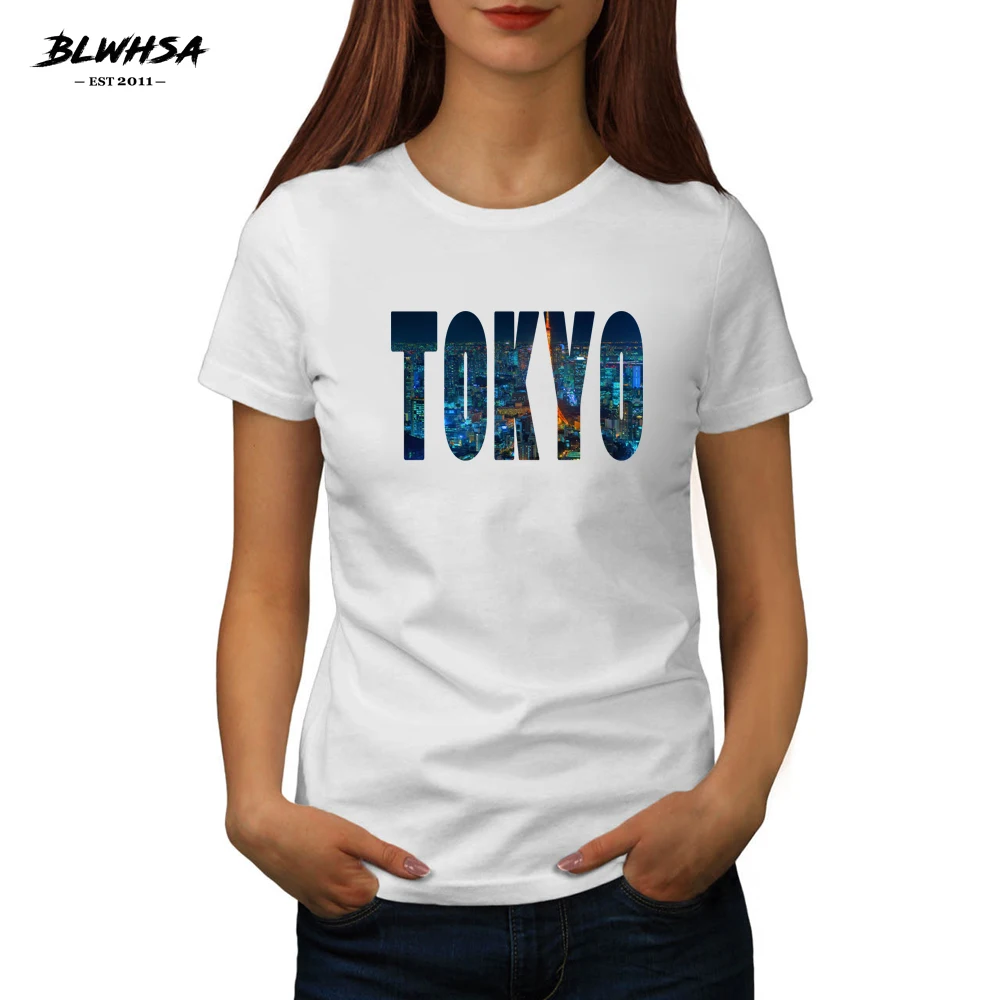 Женская футболка с коротким рукавом принтом Токио
