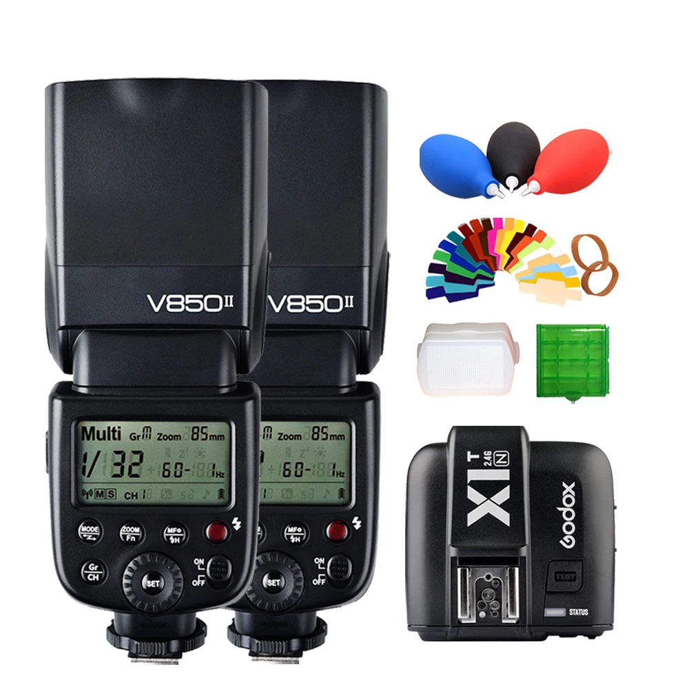 2 * Godox V850II GN60 w/2000 mAh литий-ионный аккумулятор 4G Беспроводная X СИСТЕМА Speedlite вспышка