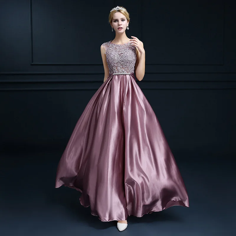 Vestido de festa длинное вечернее платье трапециевидной формы 2019 с круглым вырезом