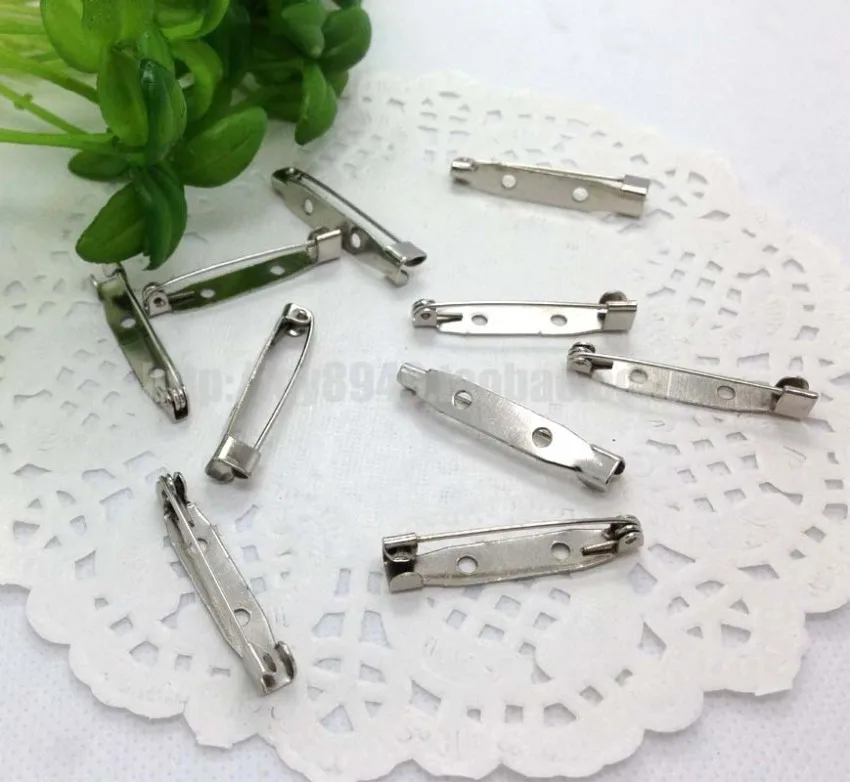 Основа для броши булавка сзади металлический клей 30 мм родиевый цвет | Украшения