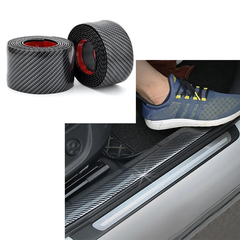 Автомобильные наклейки 5D углеродное волокно резина Стайлинг порог протектор