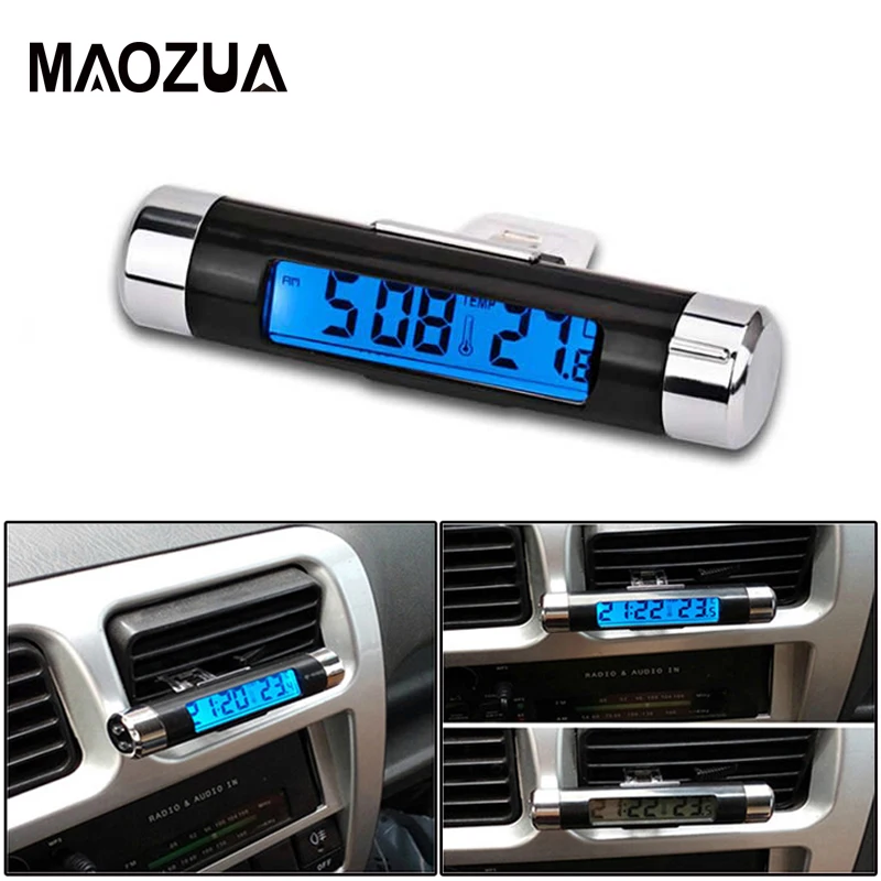 2 в 1 автомобильные цифровые часы ЖК Мини автомобиле термометр время календарь