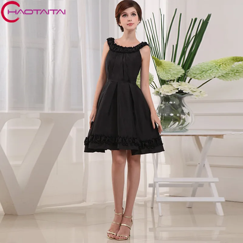 black tank neck elegant cocktail dress sleeveless appliques wedding party dresses | Свадьбы и торжества