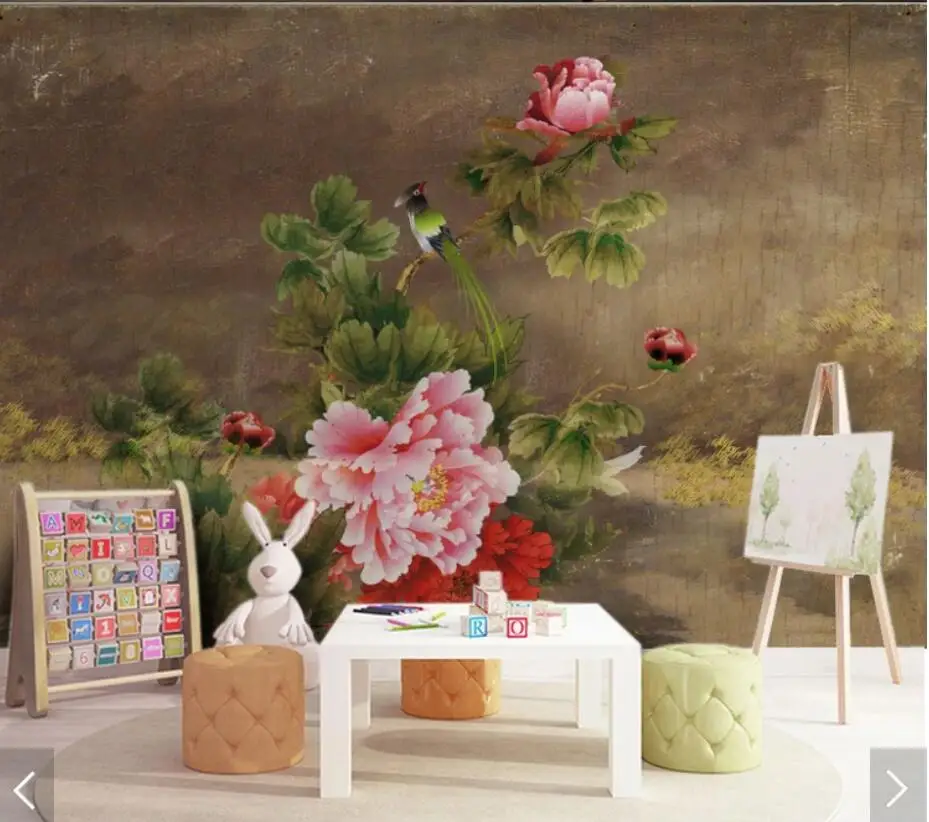 Настенная 3D Бумага с пионами рулон бумаги рисунком для стен гостиной дома декор