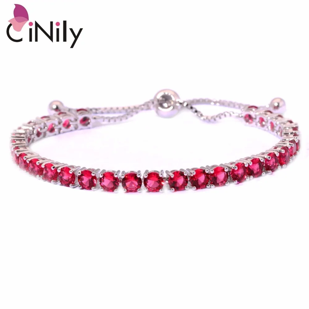 CINily Мультикамень Серебро Позолоченная Оптовая Круглая Форма для Женщин Ювелирные изделия Свадебный Подарок Цепочка Браслет 6 3/4"-11" NS1954-63.