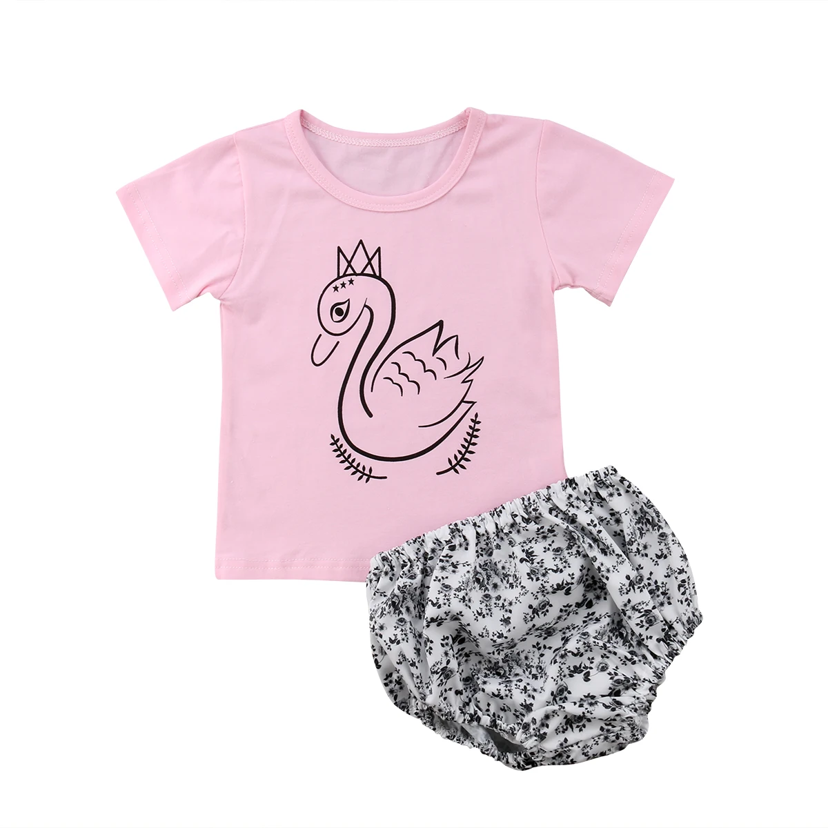 Футболка для новорожденных девочек с рисунком гуся футболка юбка одежда