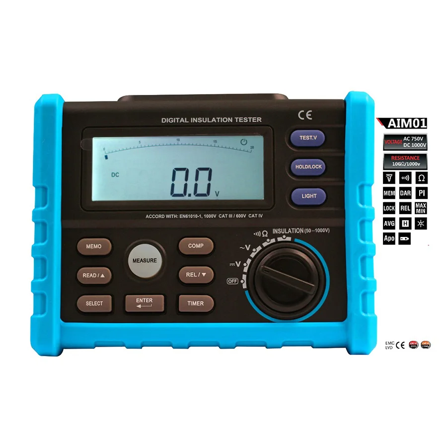 Цифровой мегометр AIM01 высокоточный измеритель сопротивления изоляции тестер