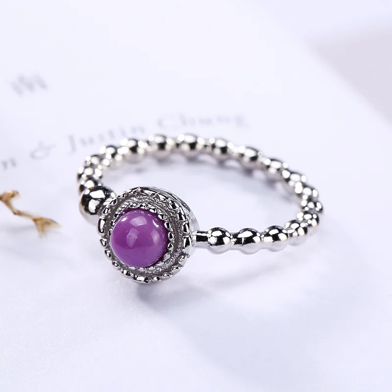 Серебряный S925 чистого серебра фиолетовый Mica инкрустированные кольцо Японии и