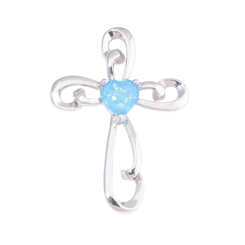 CiNily создан синий и белый огненный опал крест посеребренный оптовая продажа