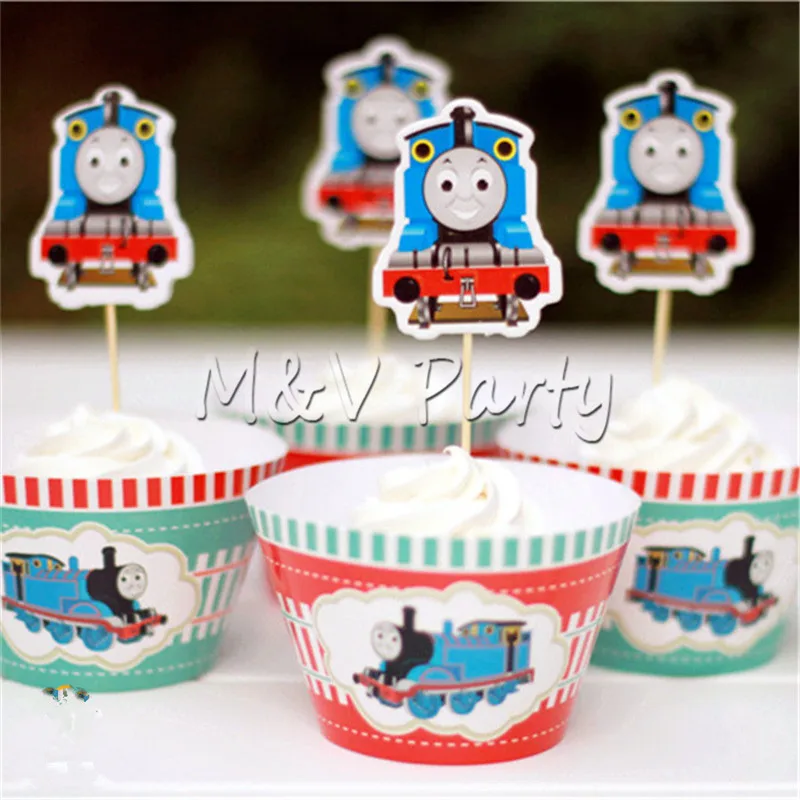 24pcs/lot Cartoon Thomas Cake Border Topper Train Decoration Birthday Baby Shower Party | Дом и сад