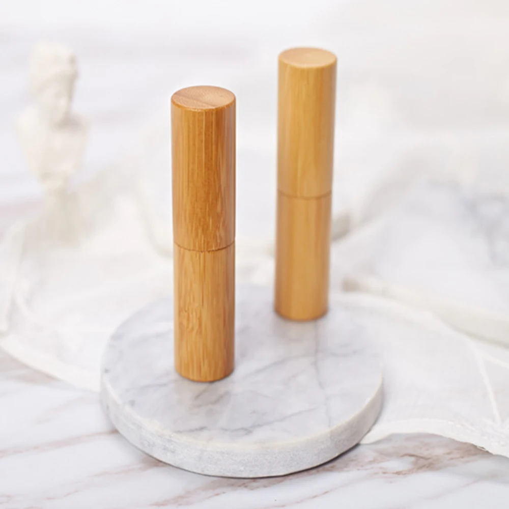 Bamboo Empty Lip Gross Container Lipstick Tube DIY Balm Tubes Creative design wooden organize | Красота и здоровье